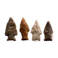 North American Stone Age Knapped Arrowhead Group