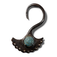 Byzantine Bronze Earring with Glass Gem