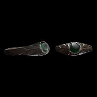 Byzantine Bronze Stirrup Ring with Green Gem