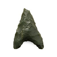 African Stone Age Green Jasper Hollow-Base Arrowhead