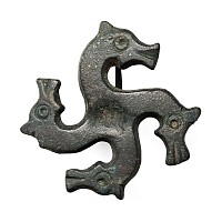 Roman Bronze Horse-Head Whorl Plate Brooch