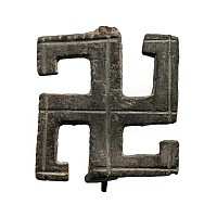 Roman Bronze Fylfot Plate Brooch