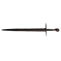 Medieval Iron Hand-and-Half Sword with Bronze Pommel with Coat of Arms