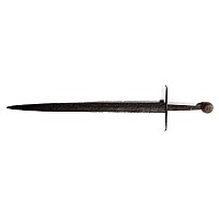 Medieval Iron Hand-and-Half Sword with Bronze Pommel with Coat of Arms