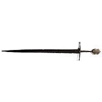 Medieval Iron Single-Handed Sword with Decorated Bronze Pommel