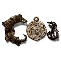 Three Pewter Pilgrim Badges