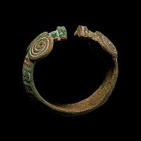Very Large Bactrian Copper Armband with Animal-Headed Terminals