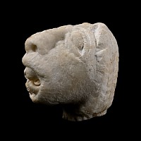 Medieval Marble Head of a Demonic Lion