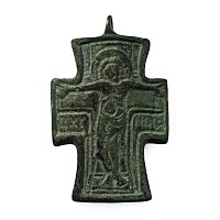 Byzantine Bronze Cross Pendant with Christ