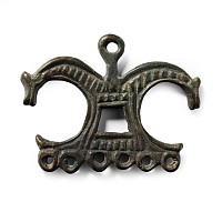 Viking Age Bronze Pendant Hanger with Horse Heads