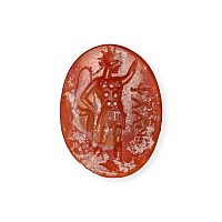 Roman Carnelian Gemstone with Sol and Greek Inscription