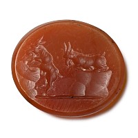 Carnelian Gemstone with a Bucolic Scence