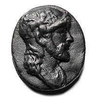Post Medieval Black Glass Cameo of a Bearded Man