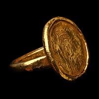 Byzantine Gold Solidus in Gold Ring