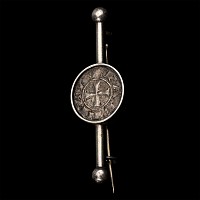 Silver Crusader Coin Set into a Later Silver Brooch