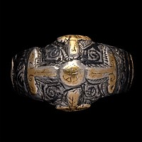 Seljuk Silver Ring with Gilt Cross