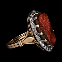 Hardstone Cameo of a Muse in Ring