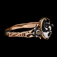 Gem-Set Masquerade Gold Ring with Love Inscription