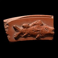 Roman Redware Sherd with Ornate Fish