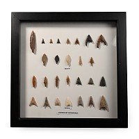 Framed African Stone Age Knapped Arrowhead Collection