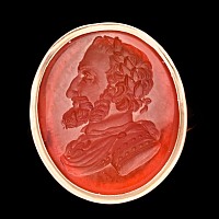 French Carnelian Gemstone with King Henry IV in Gold Ring