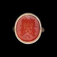 Post Medieval Gold Ring with Carnelian Gemstone with Fourteen Faces