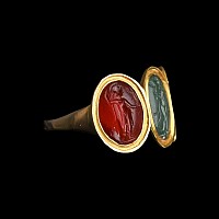 Three Roman Gemstones in a Gold Ring