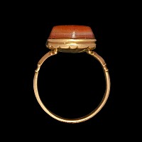 Renaissance Agate Gemstone with Eros Riding a Hippocampus in Gold Ring