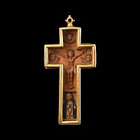 Mexican Gold Mount Wooden Cross with Saint Joseph
