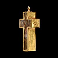 Mexican Gold Mount Wooden Cross with Saint Joseph