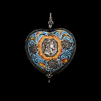 Silver and Enamelled Pendant in the form of a Heart