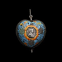 Silver and Enamelled Pendant in the form of a Heart
