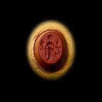 Roman Gold Ring with Jasper Gemstone of the Goddess Fortuna