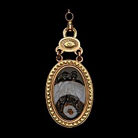 Banded Agate Intaglio Depicting Perseus and Andromeda in Gold Pendant