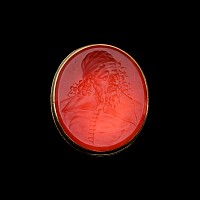 Georgian Era Gold Fob Seal with Carnelian Intaglio of Inigo Jones Attributed to Edward Burch