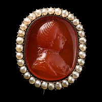 German Carnelian Cameo of Maria Theresa Mounted in a Brooch