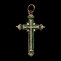 Enamelled Gold Cross Pendant with Instruments of Passion