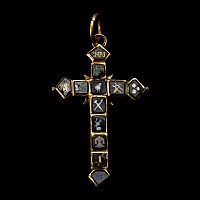 Enamelled Gold Cross Pendant with Instruments of Passion