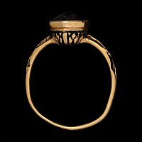 Renaissance Gold Enamelled Ring with Rock Crystal