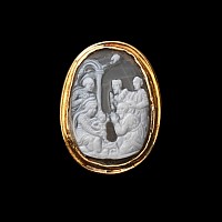 Post Medieval Gold Ring with Sardonyx Cameo with Adoration of the Magi