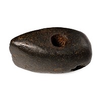 Stone Age Pecked and Polished Black Stone Pierced Boat-Shaped Axehead