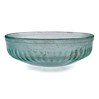 Roman Pillar-Moulded Pale Green Glass Bowl
