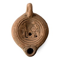 Roman Terracotta Oil Lamp with Gladiators