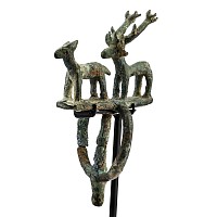 Hittite Bronze Standard Finial with Animal