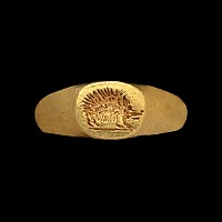 Roman Gold Ring with Carved Hedgehog