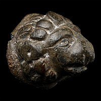 Large Roman Bronze Lion's Head Casket Mount