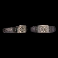 Post Medieval Silver Ring with Eros, the God of Love Seated