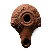Greek Terracotta Oil Lamp with Annulets