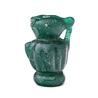 Roman Green Glass Pendant Jug with Ribbed Body