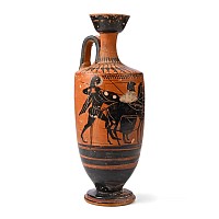 Attic Black-Figure Lekythos with Horses and Fighting Warriors
